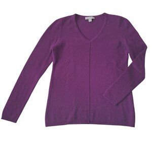 Belford 100% Cashmere Sweater, V-neck, Plum, Warm Purple, Women's S